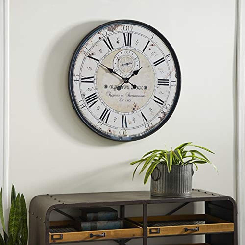 Deco 79 Reloj De Pared 52531 De Metal Y Madera De 32 Pulgada