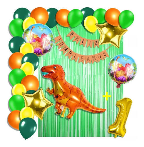 Arco Decoración 105 Globos Dinosaurio Selva Cortina Numero