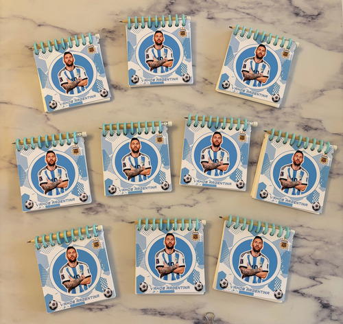 Souvenir Messi Selección Futbol Anotadores Y Lapices X10
