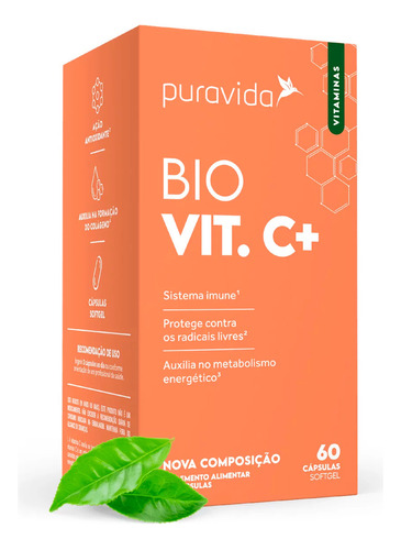 Vitamina C Lipossomal Puravida 60 Cápsulas Sabor Neutro