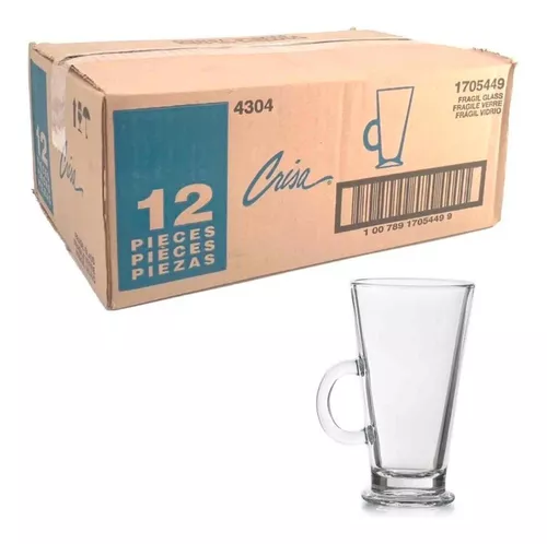 Taza Tarro De Vidrio Para Café Capuchino Crisa 266ml- 12pzas