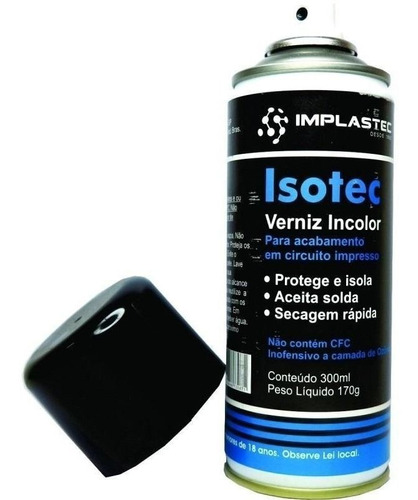 Spray Verniz Protetivo Isolante Incolor Isotec 300ml Implast