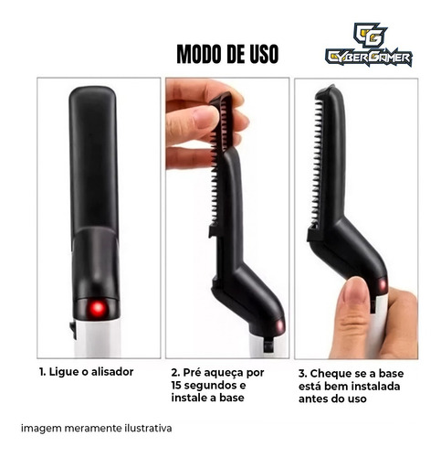 Imagem 5 de 6 de Chapinha Alisador Pente Modelador Barba Cabelo Masculino