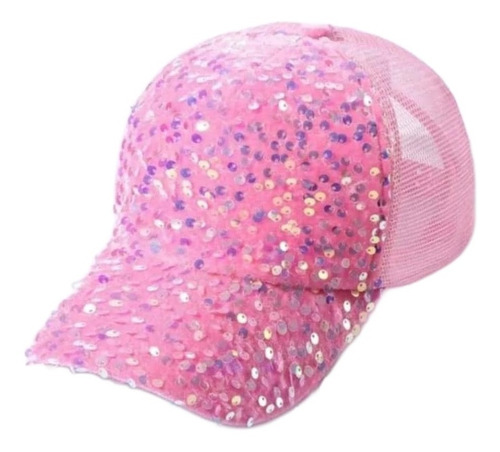 Gorra Lentejuelas Sombrero Negra Rosa