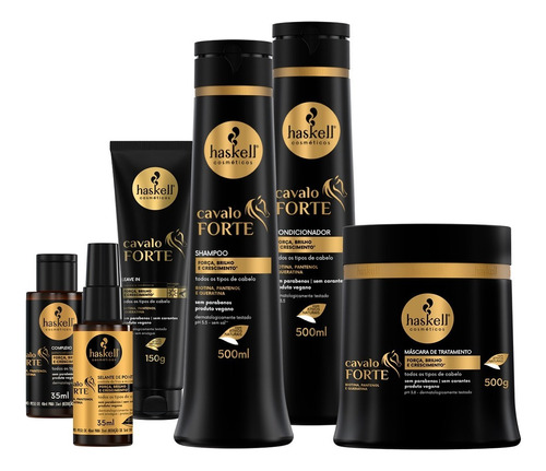 Kit Haskell Cavalo Forte Sh Cond 500ml Masc Completo Selante