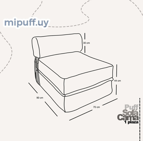 Imagen 4 de 5 de Puff Sofá Cama 1 Plaza