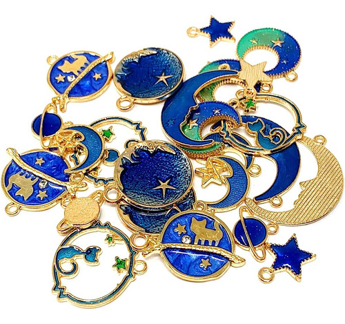 Jieleey Surtido Gold De Esmalte Cat Cat Star Celestial Charm