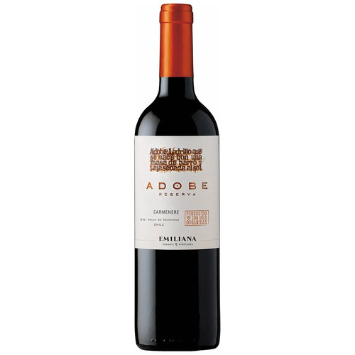 Imagem 1 de 1 de Vinho Chileno Tinto Carmenere Adobe Orgânico 750ml