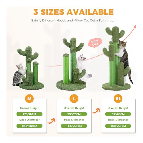Pawz Road Cat Scratching Post Cactus Cat Scratcher Con 3 Ras