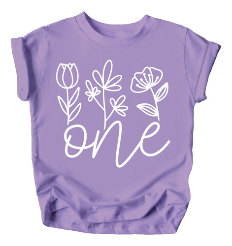 Una Camiseta Floral De Primer Cumpleaños Para Niñas Y Beb.