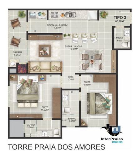 Imagem 14 de 16 de Apartamento Padrão Com 3 Quartos No Portal Da Brava - 580309-v