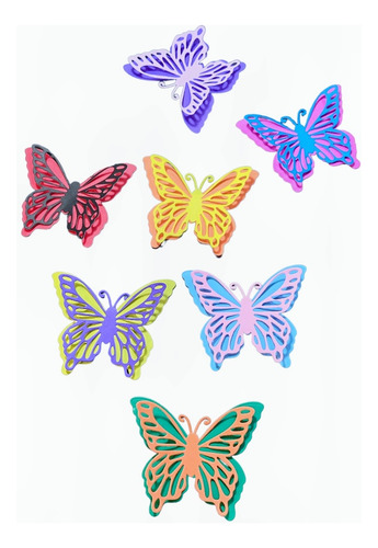 Mariposas Dobles  3d Caladas Combinadas En Cartulina Serie 3