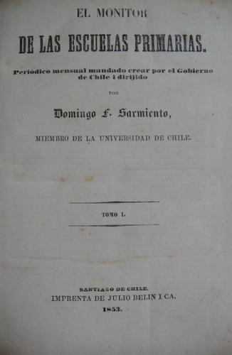 Sarmiento Monitor Escuelas Primarias 1853 Educación No.1