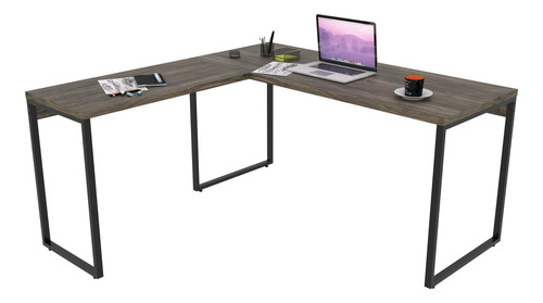 Imagem 4 de 6 de Mesa De Escritório Em L Estilo Industrial 1,50x1,50m Kuadra