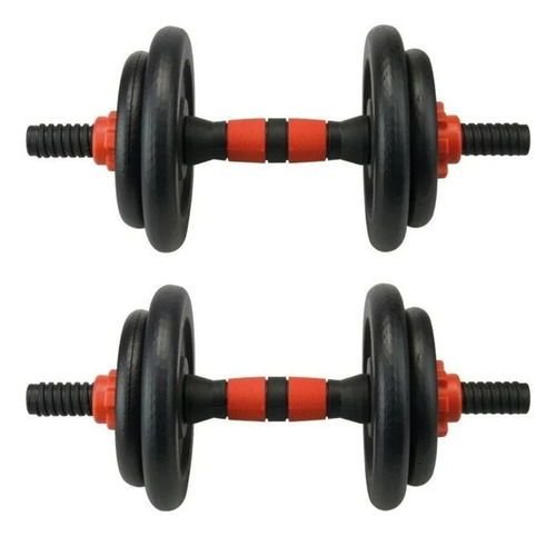 Juego De Mancuernas 15 Kg Acero Mango Abs 14 Piezas Gym Color Negro