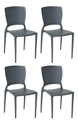 4 Cadeiras Plast. Monobloco Safira Tramontina 