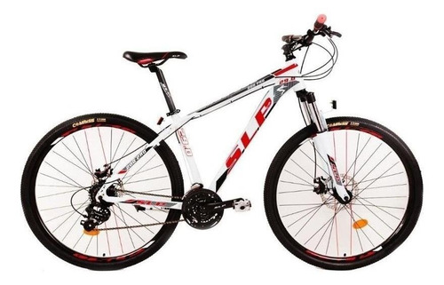 Mountain bike SLP 200 pro R29 18 24v frenos de disco mecánico cambios Shimano Tourney color blanco con pie de apoyo  