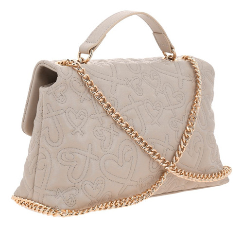 Bolsa Crossbody Gorett Shantal Gs25084-e Color Beige Correa De Hombro Beige Diseño De La Tela Corazones