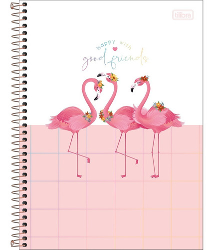 Caderno Universitário Flamingo Aloha 10 Matérias Capa Dura 