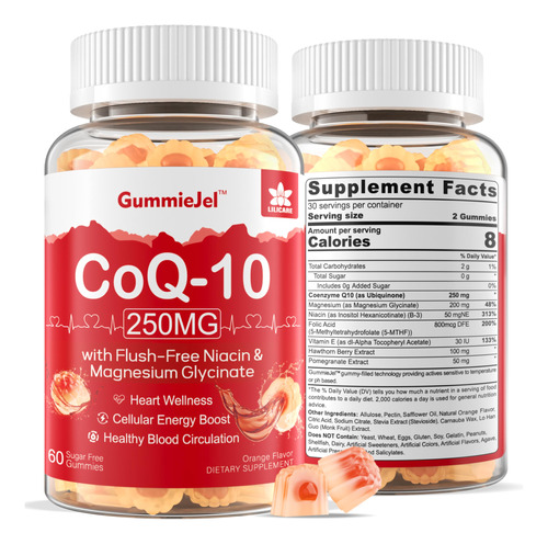 Gomitas Rellenas De Coq10 Sin Azucar, 250 Mg, Coenzima Q10 C