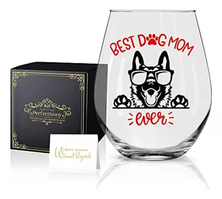 Dog Mom Ever - Copa De Vino Con Caja De Regalo, Bonito Tema