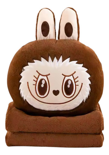 Almohada Con Manta De Labubu Marrón