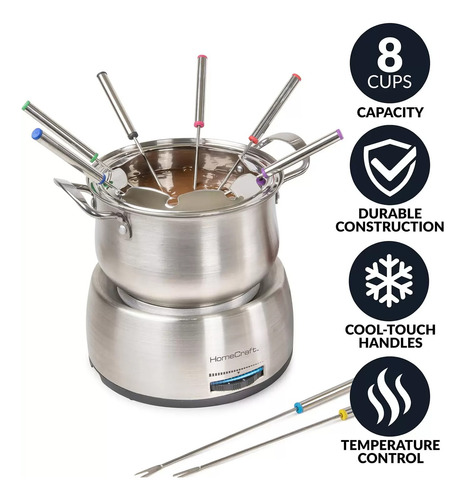 Panela De Fondue Elétrica Inox 2l Com 8 Garfos - Nostalgia