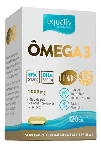 Ômega  3 Equaliv Epa Dha Óleo De Peixe Selo Ifos 120 Cápsulas Neutro