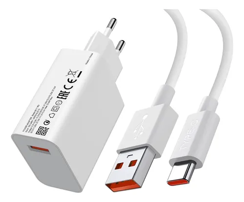 Cargador USB y Cable USB C para Redmi Note 13 5G 12S 12 11S 10 Pro 9 Lite,  6A 33W Carga Rápida Cable USB a USB C 1M Adaptador Cargador Turbo Carga