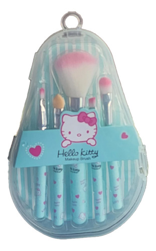 Set 5 Brochas Para Maquillaje Hello Kitty Rosa O Verde Kawai