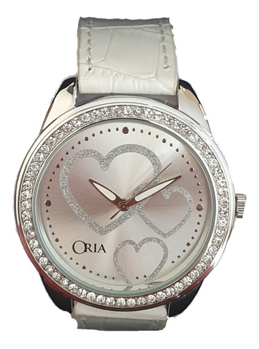 Reloj Analógico De Pulsera Oria Heart White Para Mujer