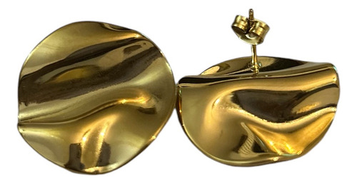 Aretes Estilo Clásico Círculo Acero Inox Chapado En Oro 18k