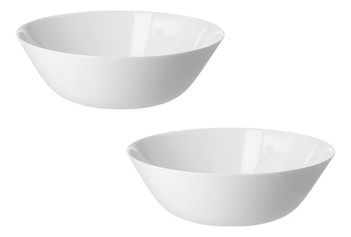 Plato Blanco De Vidrio 23 Cm Tazón Grande 2 Piezas Ensalada