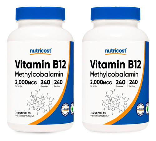 Vitamina B12 Metilcobalamina 4000mcg, 480 Cápsulas Nutricost