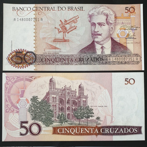 Billetes Mundiales : Brasil 50 Cruzados  1986-1988 A A Nuevo