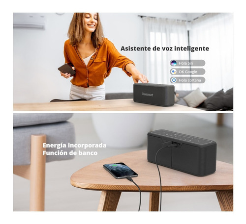Parlante Tronsmart SoundPulse Mega Pro portátil con bluetooth waterproof negra