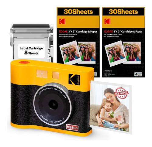 Cámara E Impresora Fotos Kodak Mini Shot 3 Era +60 Hojas 3x3