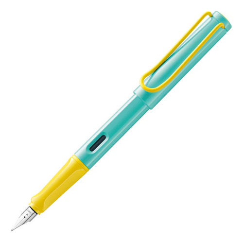 Pluma Estilográfica Lamy Safari Pina Colada Tinta Azul Exterior Celeste/amarillo