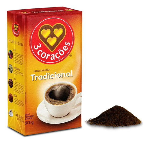 Café 3 Corações Tradicional A Vácuo Kit 5 Pacotes De 500g
