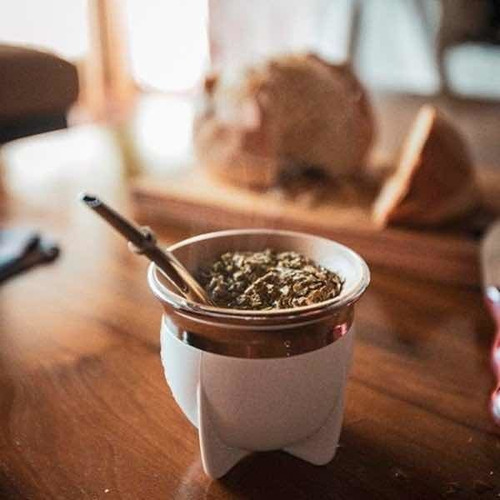 Imagen 4 de 8 de Mate Pampa Blanco Con Bombilla Cuia Guampa Porongo Chimarrao