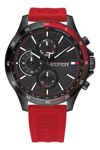 Reloj Tommy Hilfiger Caballero Silicona 1791722 Rojo 