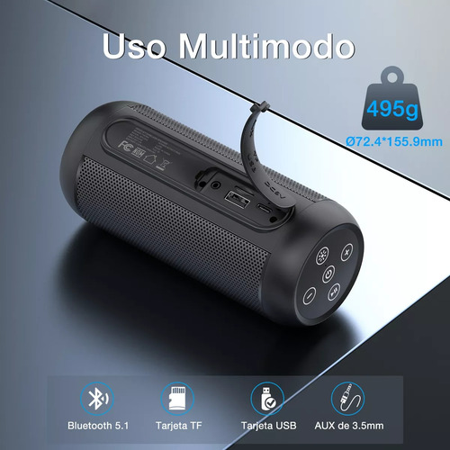 Bocina Portatil Bluetooth 10w Altavoz Inalambrico Recargable
