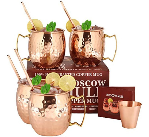 Tazas De Cobre Moscow Mule - Juego De 4-100% Tazas De Cobre