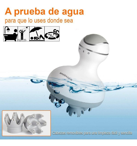 Imagen 3 de 6 de Masajeador Electrico Vak Cabeza Cuerpo Contra Agua Relajante