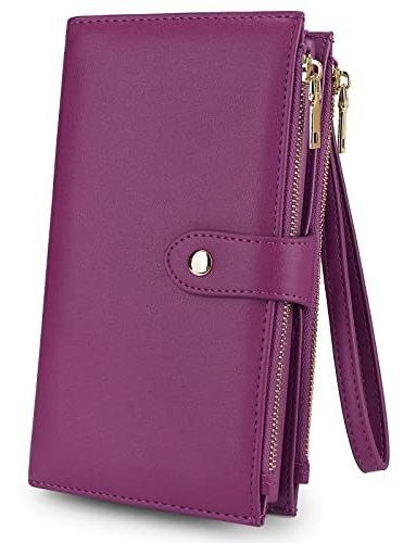 Cartera De Gran Capacidad Diseño Moderno Color Morado