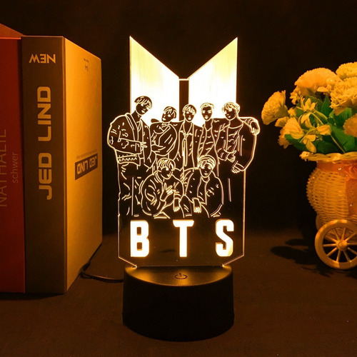 Lámpara Led Acrílica Kpop Star Bts Con Luz Led 3d For Niños