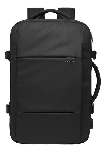 Mochila Urbana Bange BG1908 Color Negro Capacidad Expandible Diseño Liso 37L