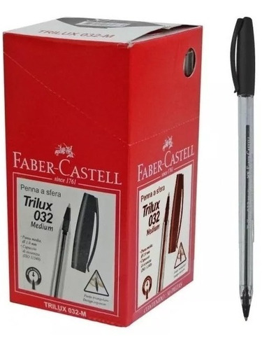  Lapicera Boligrafo Faber Castell Trilux Negra Caja X50 Un