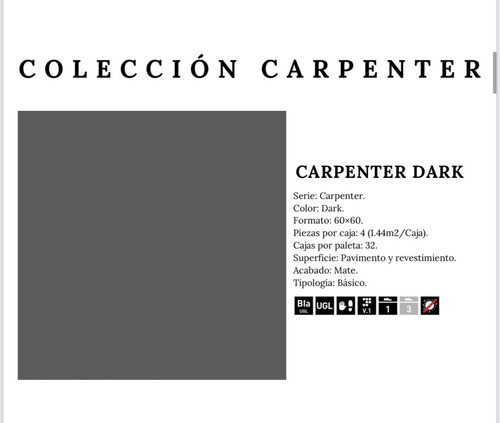 Arg Porcelanato Carpenter Dark Oscuro- Mate 60x60