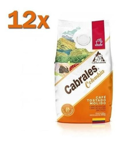 12x Cafe Molido Cabrales Colombia 500gr 6kg Tostado